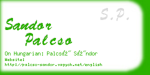 sandor palcso business card